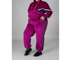 2 Piece Velour Set In Magenta