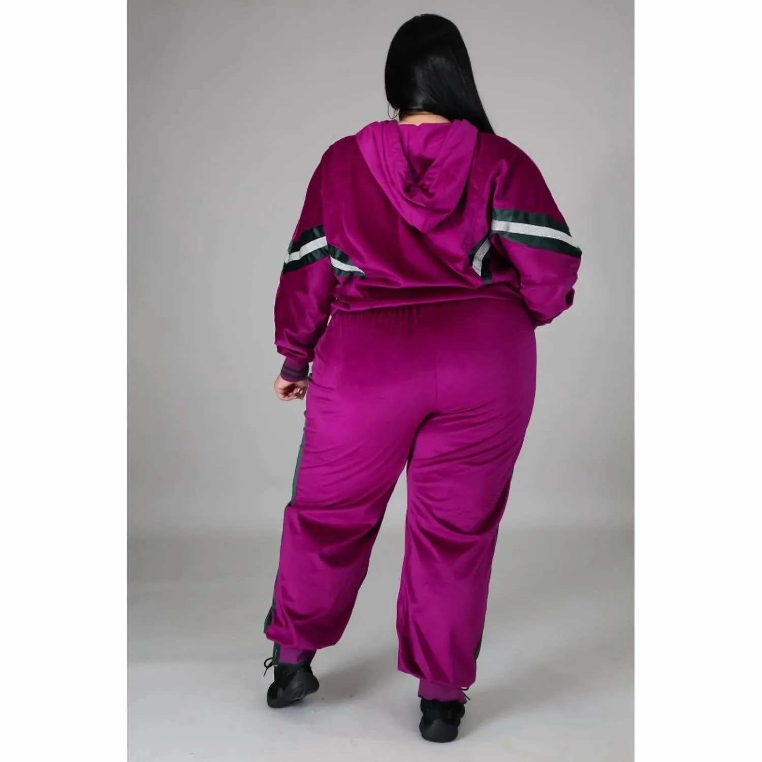 2 Piece Velour Set In Magenta