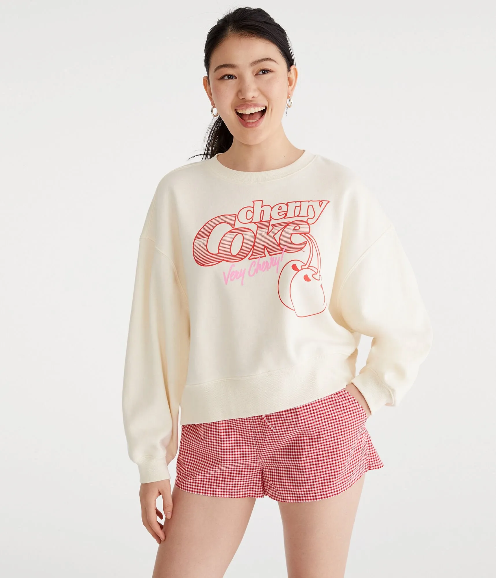 Aeropostale Cherry Coke Very Cherry Oversized Crew Sweatshirt