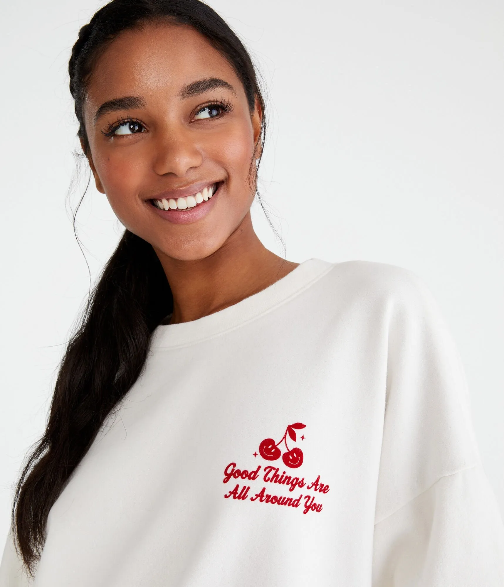 Aeropostale Good Things All Around Essentials Crew Sweatshirt
