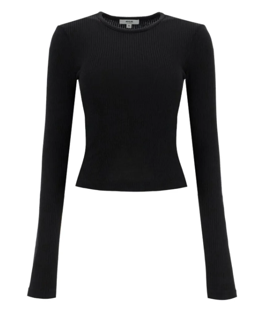 Agolde Women's Alma Shrunken Crew Neck Tee, Black