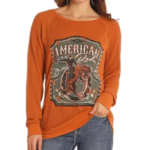 American Rodeo Graphic Sweatshirt In Rust