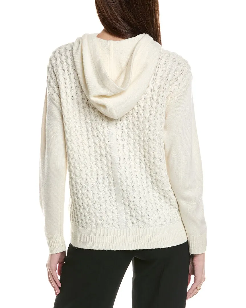 Anne Klein Zip Wool & Cashmere-Blend Hoodie