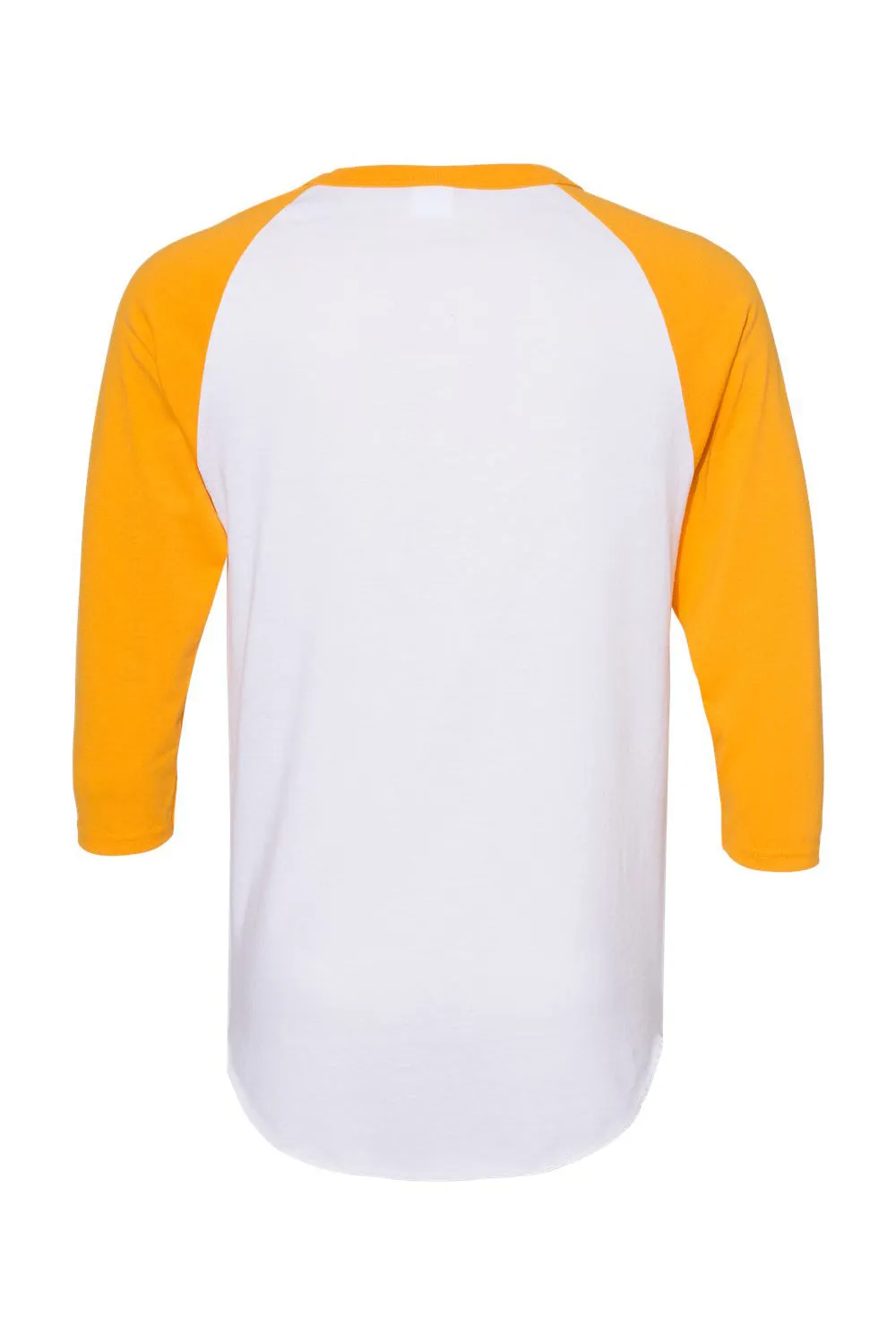 Augusta Sportswear Mens Raglan 3/4 Sleeve Crewneck T-Shirt - White/Gold
