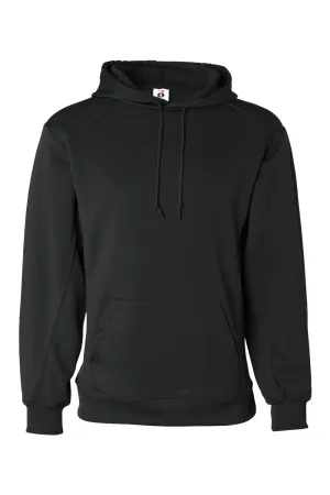 Badger Mens Performance Moisture Wicking Fleece Hooded Sweatshirt Hoodie w/ Pouch Pocket - Black