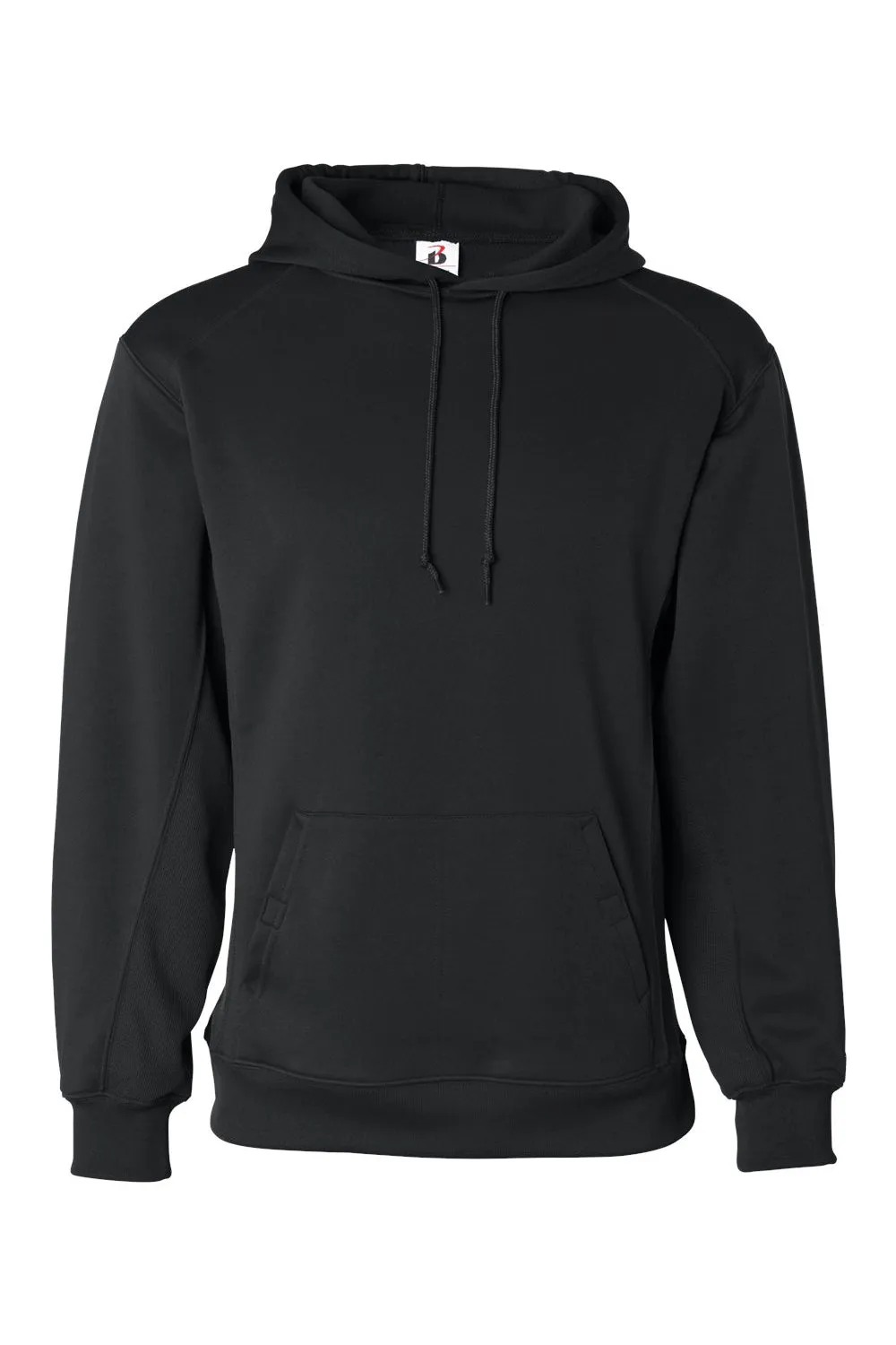 Badger Mens Performance Moisture Wicking Fleece Hooded Sweatshirt Hoodie w/ Pouch Pocket - Black