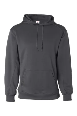 Badger Mens Performance Moisture Wicking Fleece Hooded Sweatshirt Hoodie w/ Pouch Pocket - Graphite Grey