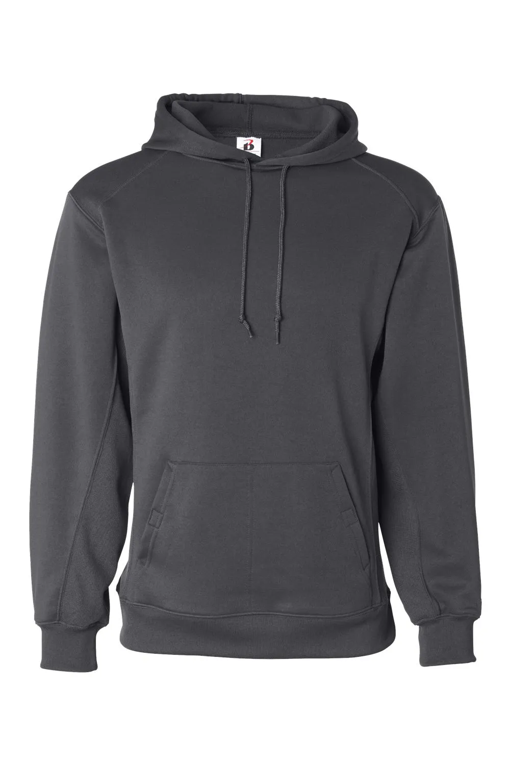 Badger Mens Performance Moisture Wicking Fleece Hooded Sweatshirt Hoodie w/ Pouch Pocket - Graphite Grey
