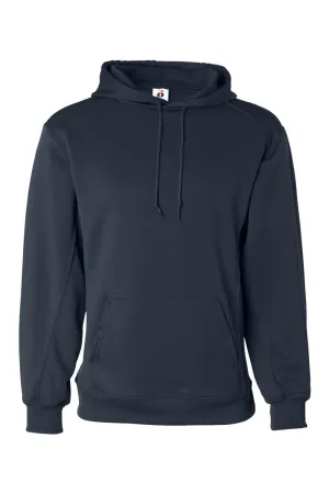 Badger Mens Performance Moisture Wicking Fleece Hooded Sweatshirt Hoodie w/ Pouch Pocket - Navy Blue