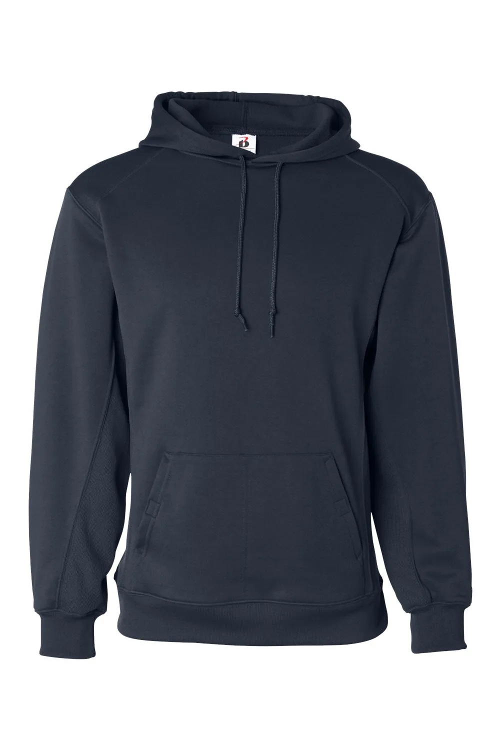 Badger Mens Performance Moisture Wicking Fleece Hooded Sweatshirt Hoodie w/ Pouch Pocket - Navy Blue