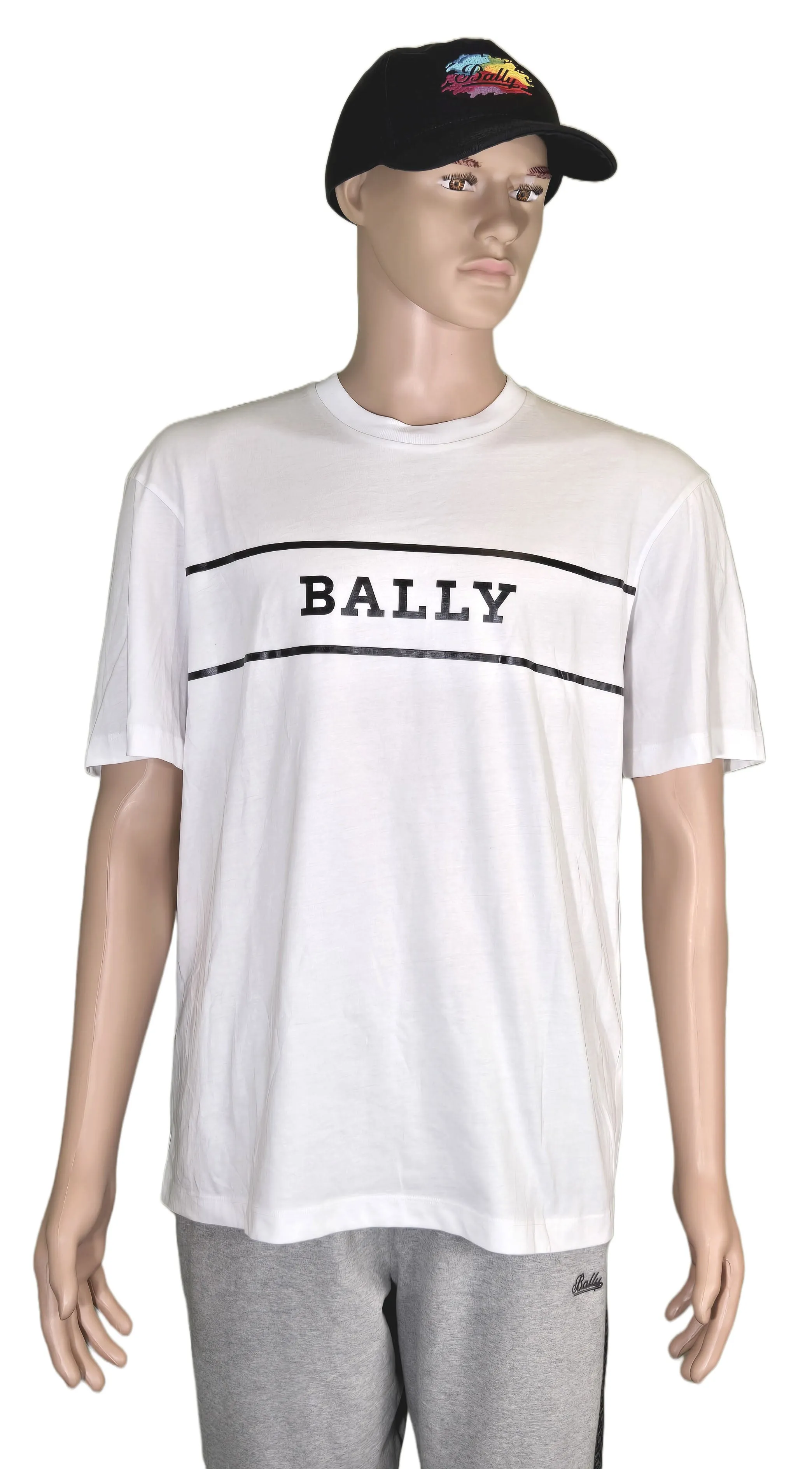 Bally 6234333 Men's White Cotton Printed Logo T-Shirt Size Large