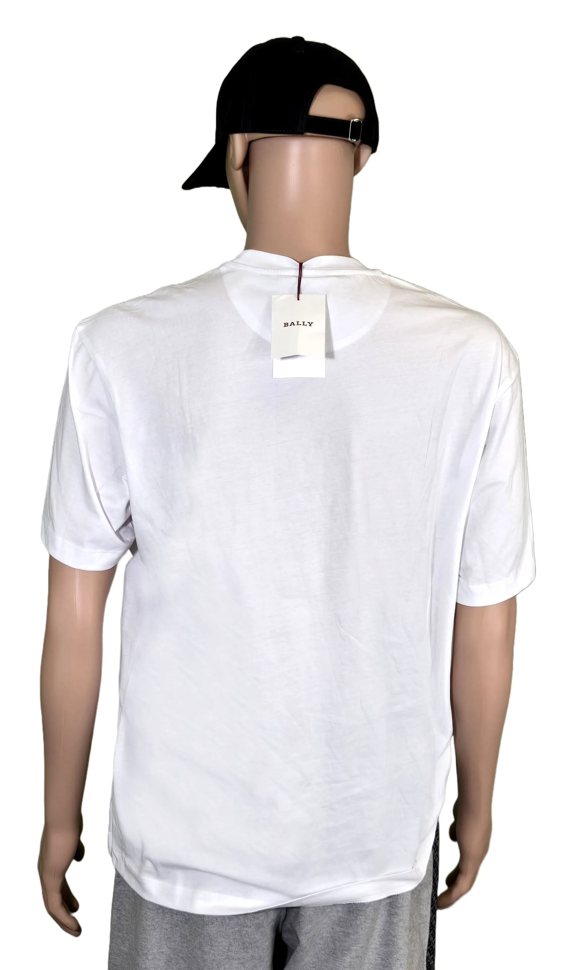 Bally 6234333 Men's White Cotton Printed Logo T-Shirt Size Large