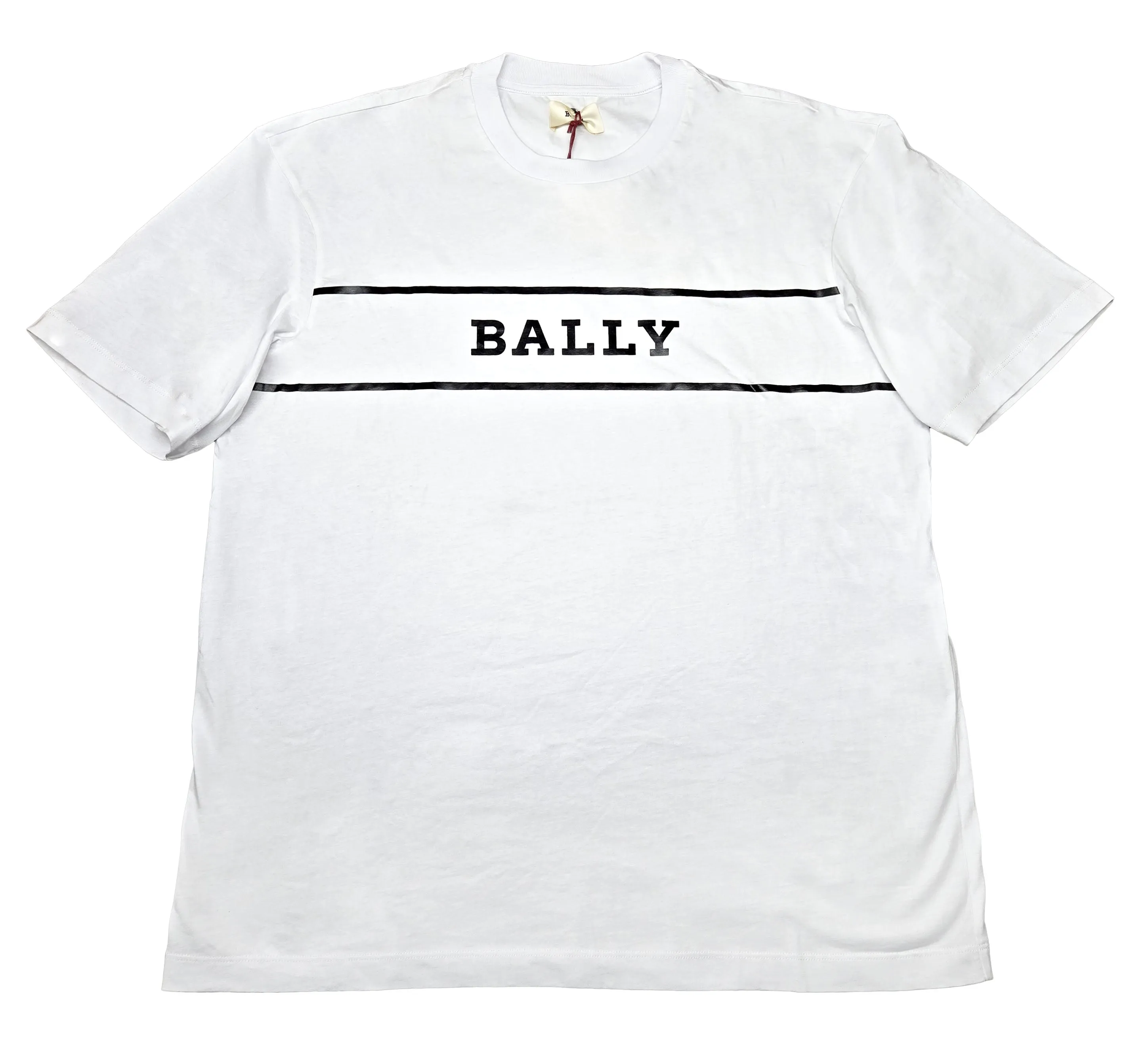 Bally 6234333 Men's White Cotton Printed Logo T-Shirt Size Large