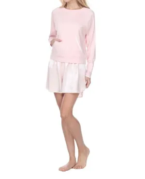Becca Long Sleeve Semi Crop Sweatshirt In Blush