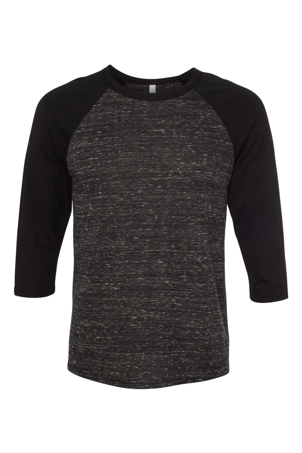 Bella   Canvas Mens 3/4 Sleeve Crewneck T-Shirt - Black Marble/Black
