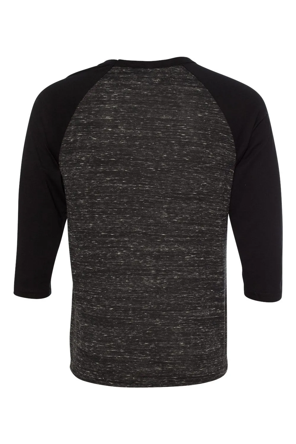 Bella   Canvas Mens 3/4 Sleeve Crewneck T-Shirt - Black Marble/Black