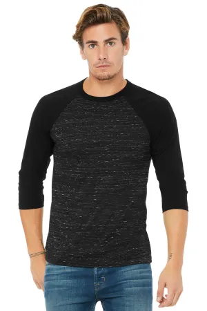 Bella   Canvas Mens 3/4 Sleeve Crewneck T-Shirt - Black Marble/Black