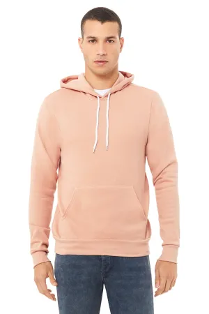 Bella   Canvas Mens Sponge Fleece Hooded Sweatshirt Hoodie w/ Pouch Pocket - Peach