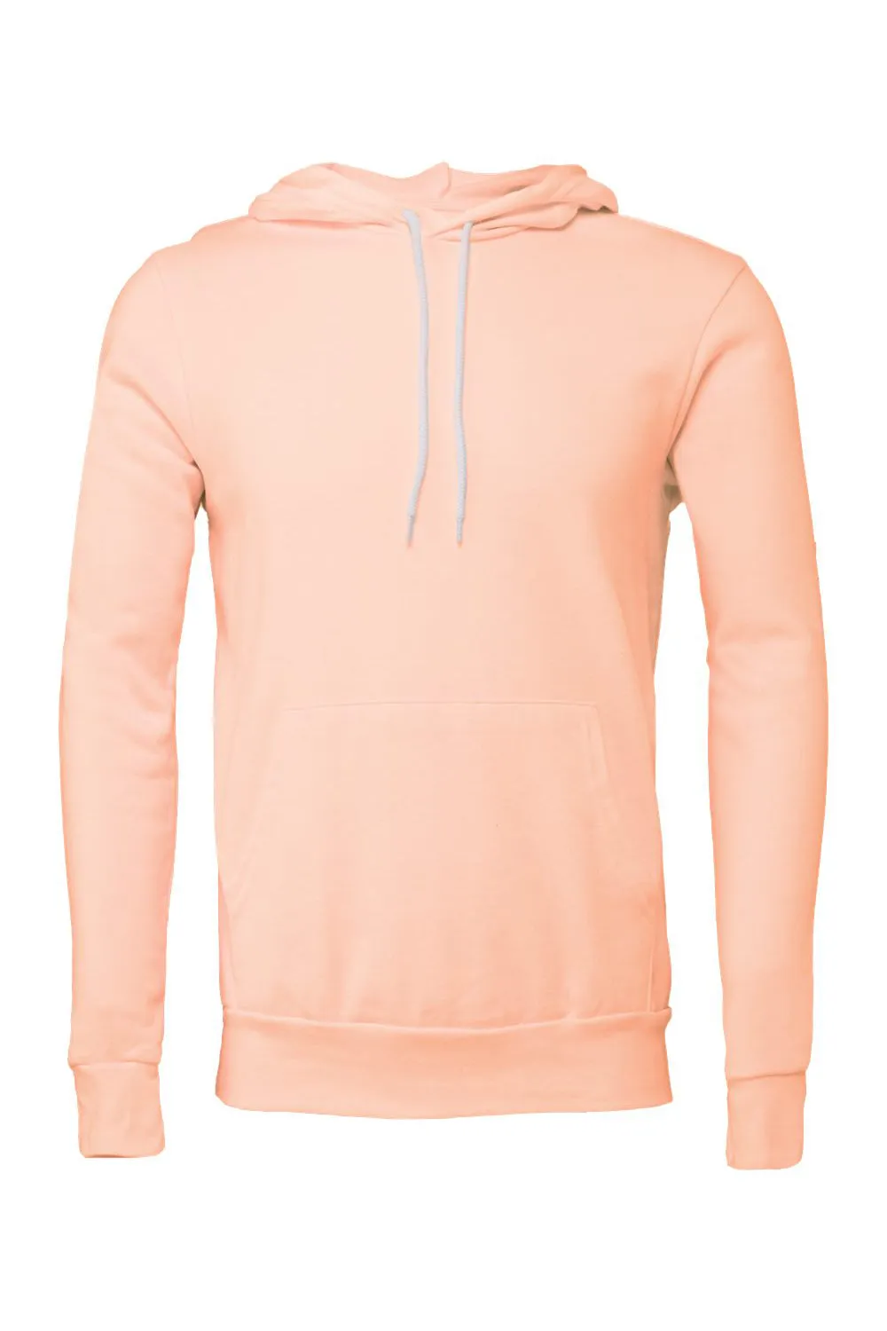 Bella   Canvas Mens Sponge Fleece Hooded Sweatshirt Hoodie w/ Pouch Pocket - Peach