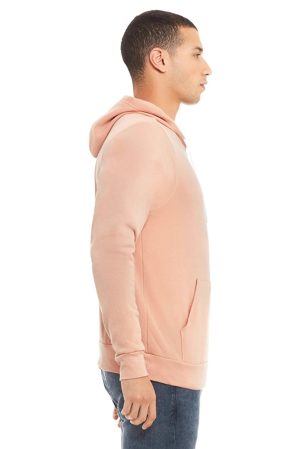 Bella   Canvas Mens Sponge Fleece Hooded Sweatshirt Hoodie w/ Pouch Pocket - Peach