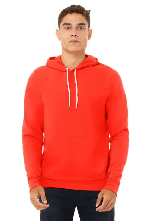 Bella   Canvas Mens Sponge Fleece Hooded Sweatshirt Hoodie w/ Pouch Pocket - Poppy Red