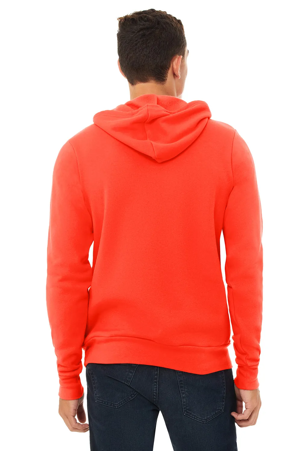 Bella   Canvas Mens Sponge Fleece Hooded Sweatshirt Hoodie w/ Pouch Pocket - Poppy Red