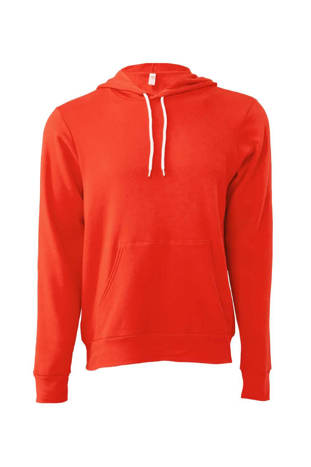 Bella   Canvas Mens Sponge Fleece Hooded Sweatshirt Hoodie w/ Pouch Pocket - Poppy Red