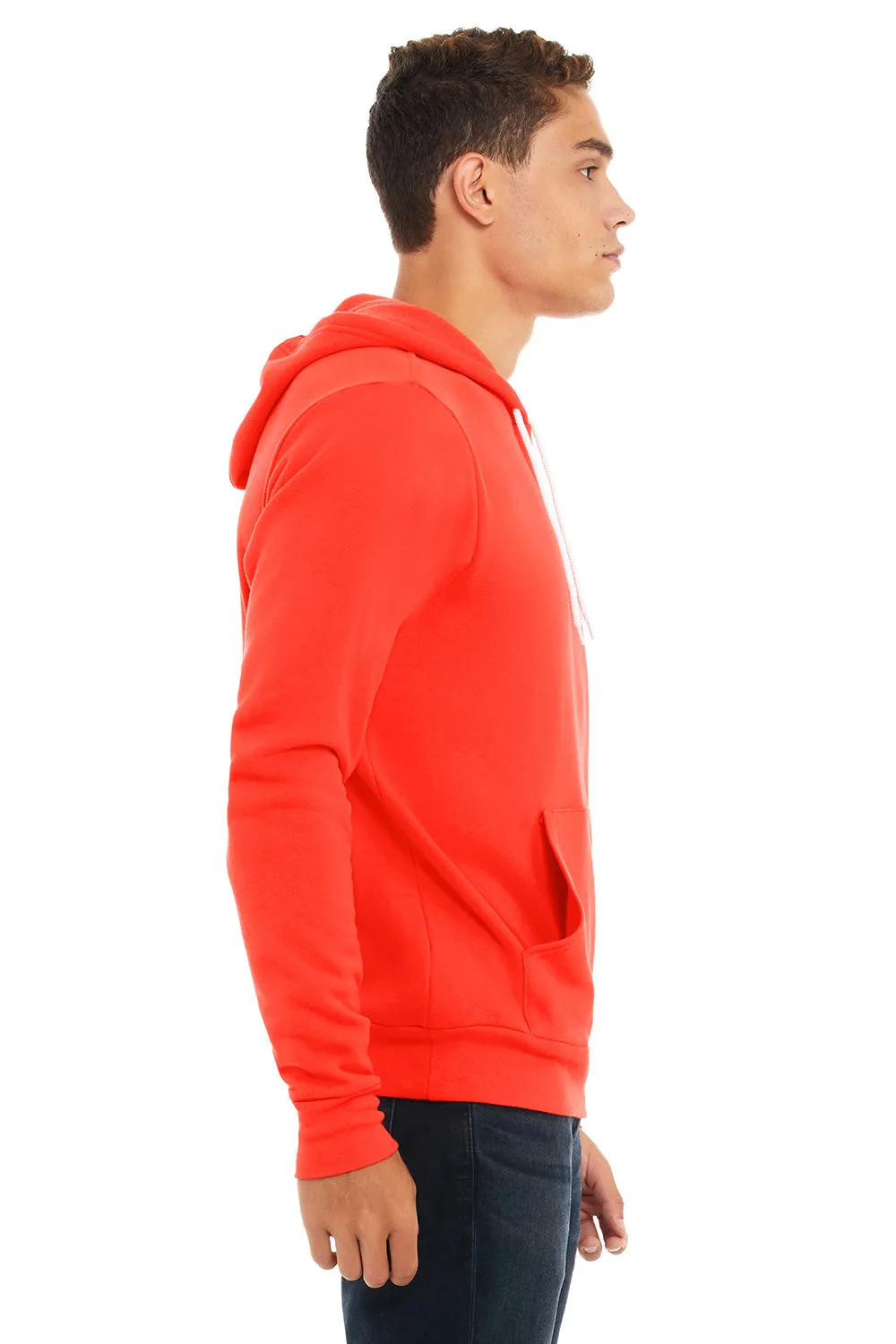 Bella   Canvas Mens Sponge Fleece Hooded Sweatshirt Hoodie w/ Pouch Pocket - Poppy Red