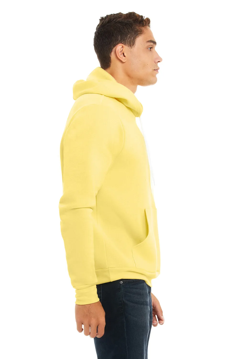 Bella   Canvas Mens Sponge Fleece Hooded Sweatshirt Hoodie w/ Pouch Pocket - Yellow
