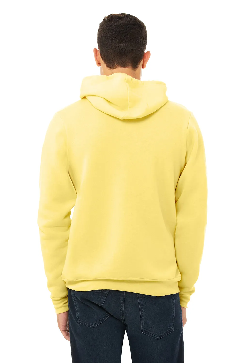 Bella   Canvas Mens Sponge Fleece Hooded Sweatshirt Hoodie w/ Pouch Pocket - Yellow