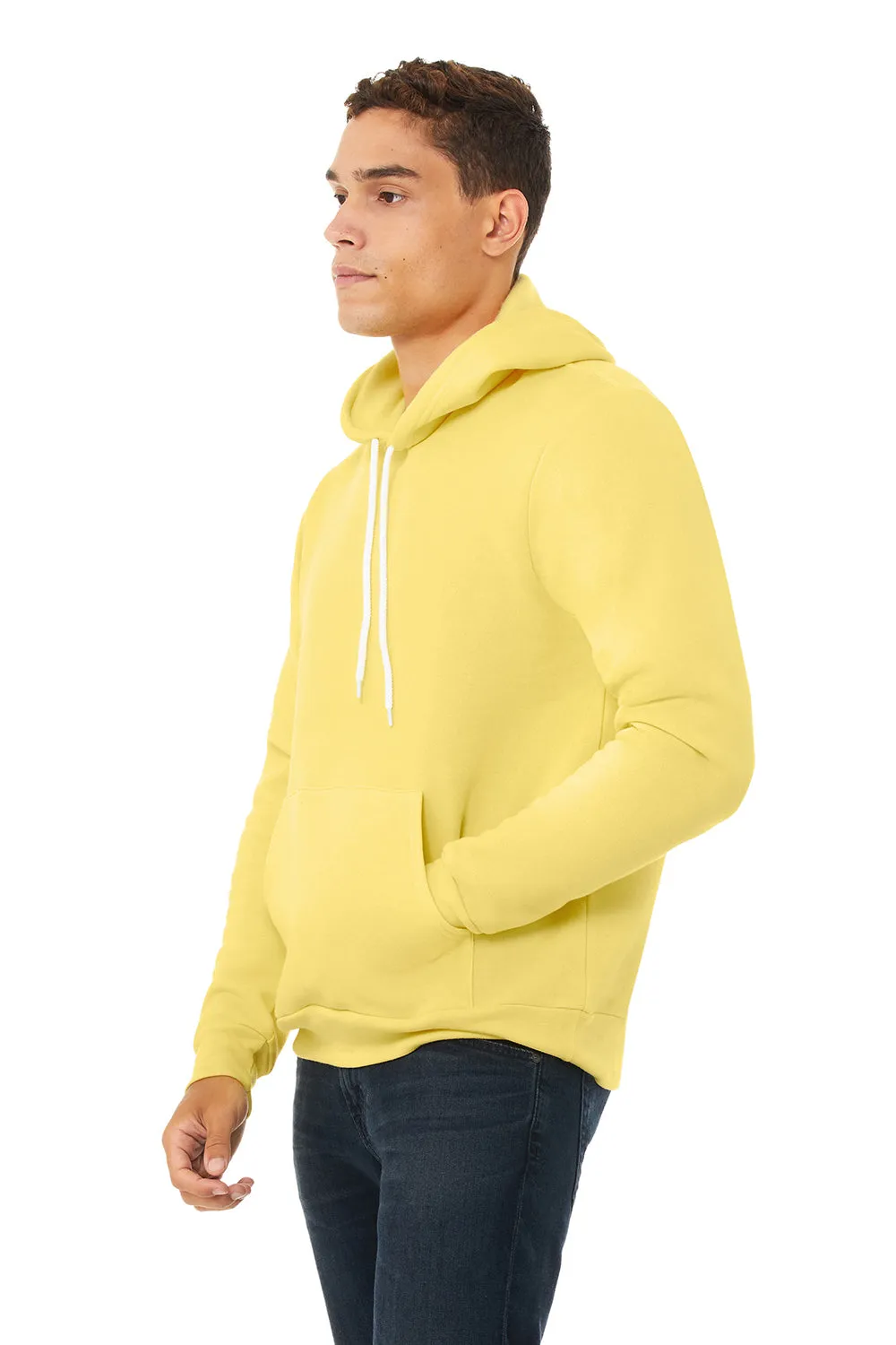 Bella   Canvas Mens Sponge Fleece Hooded Sweatshirt Hoodie w/ Pouch Pocket - Yellow