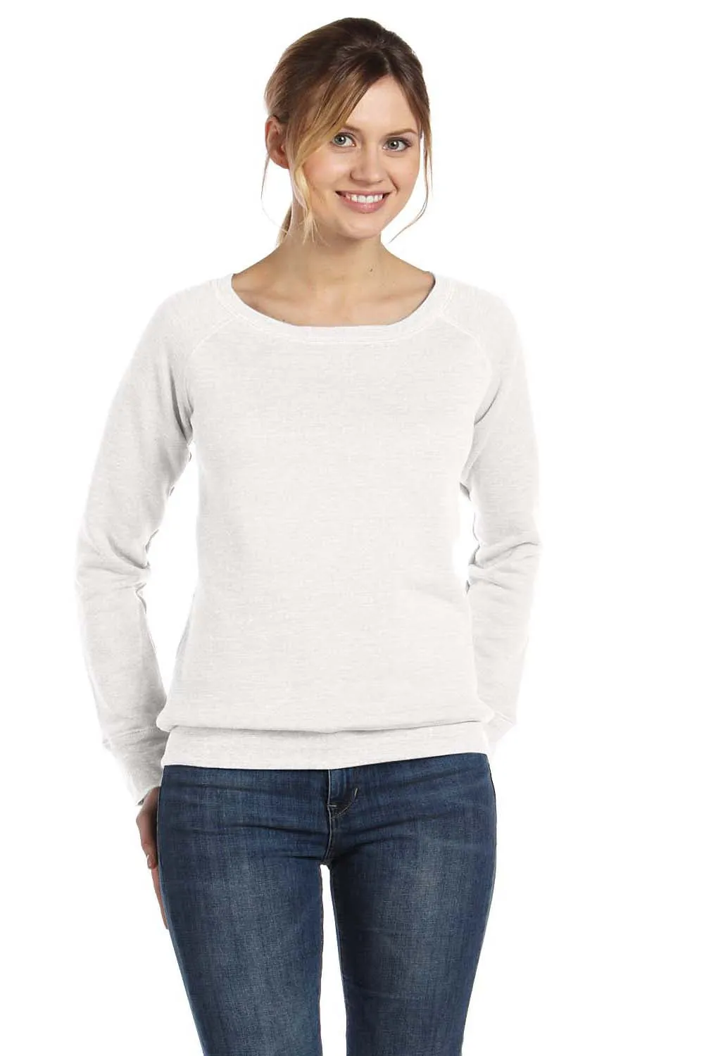 Bella   Canvas Womens Sponge Fleece Wide Neck Sweatshirt - Solid White