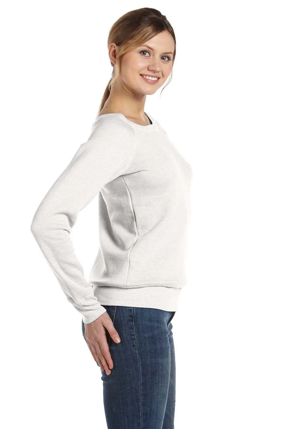 Bella   Canvas Womens Sponge Fleece Wide Neck Sweatshirt - Solid White