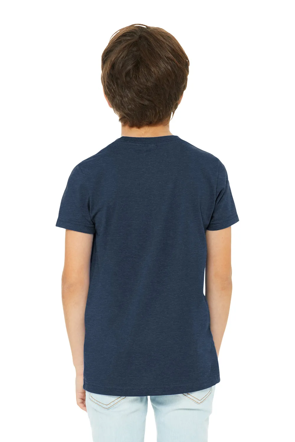 Bella   Canvas Youth CVC Short Sleeve Crewneck T-Shirt - Heather Navy Blue