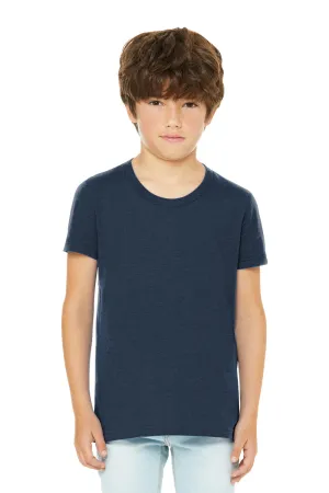 Bella   Canvas Youth CVC Short Sleeve Crewneck T-Shirt - Heather Navy Blue