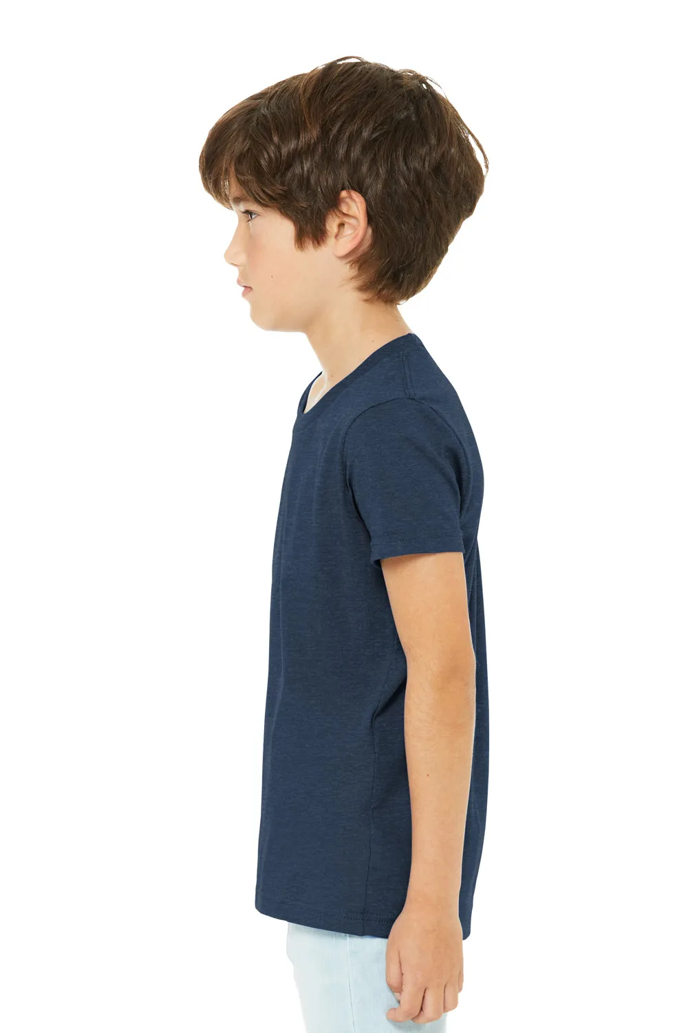 Bella   Canvas Youth CVC Short Sleeve Crewneck T-Shirt - Heather Navy Blue