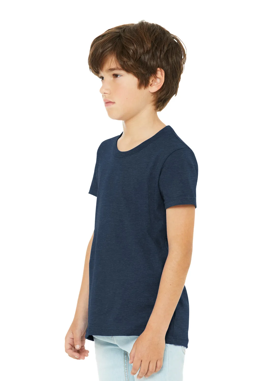 Bella   Canvas Youth CVC Short Sleeve Crewneck T-Shirt - Heather Navy Blue