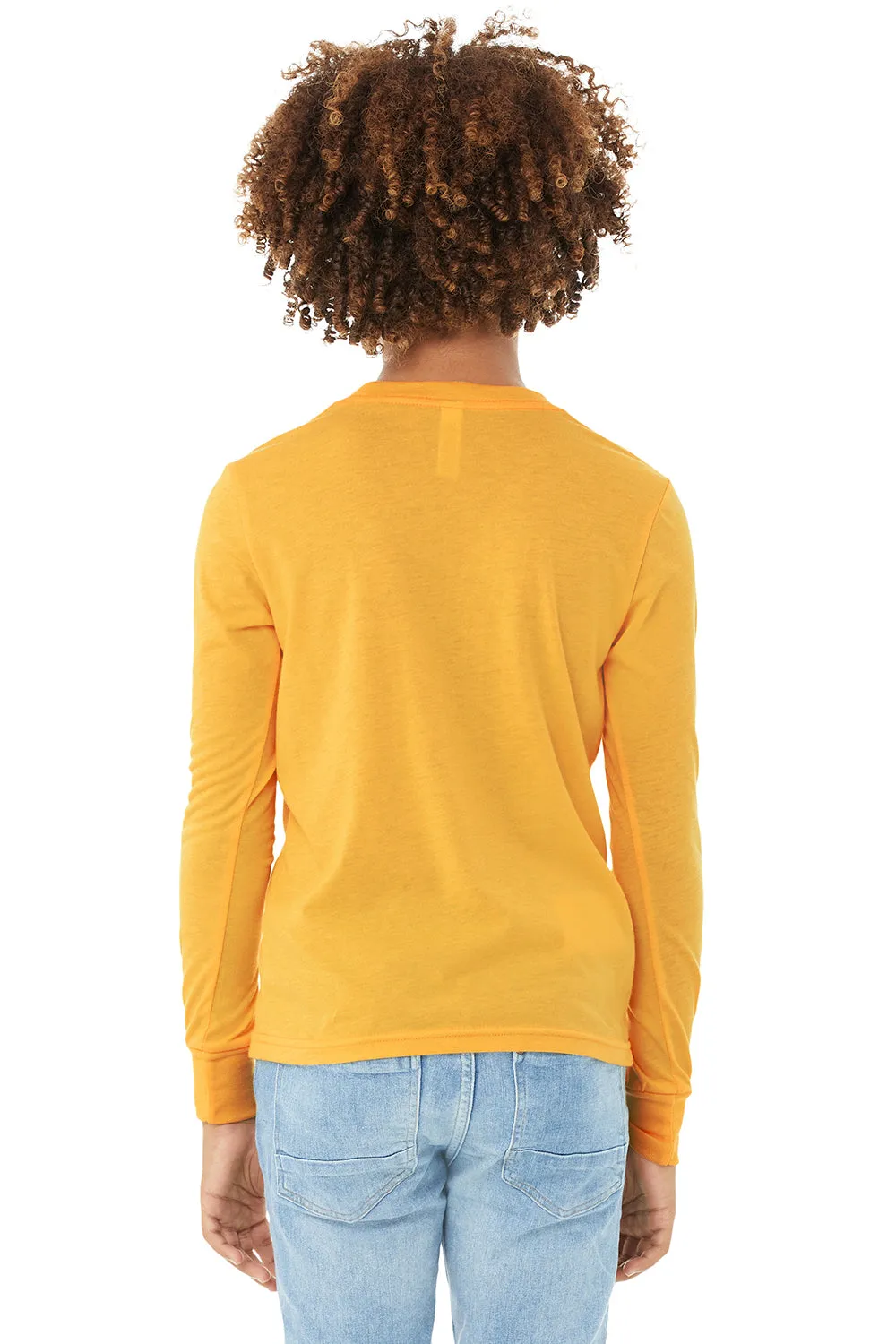 Bella   Canvas Youth Jersey Long Sleeve Crewneck T-Shirt - Heather Yellow Gold