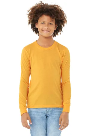 Bella   Canvas Youth Jersey Long Sleeve Crewneck T-Shirt - Heather Yellow Gold