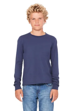 Bella   Canvas Youth Jersey Long Sleeve Crewneck T-Shirt - Navy Blue