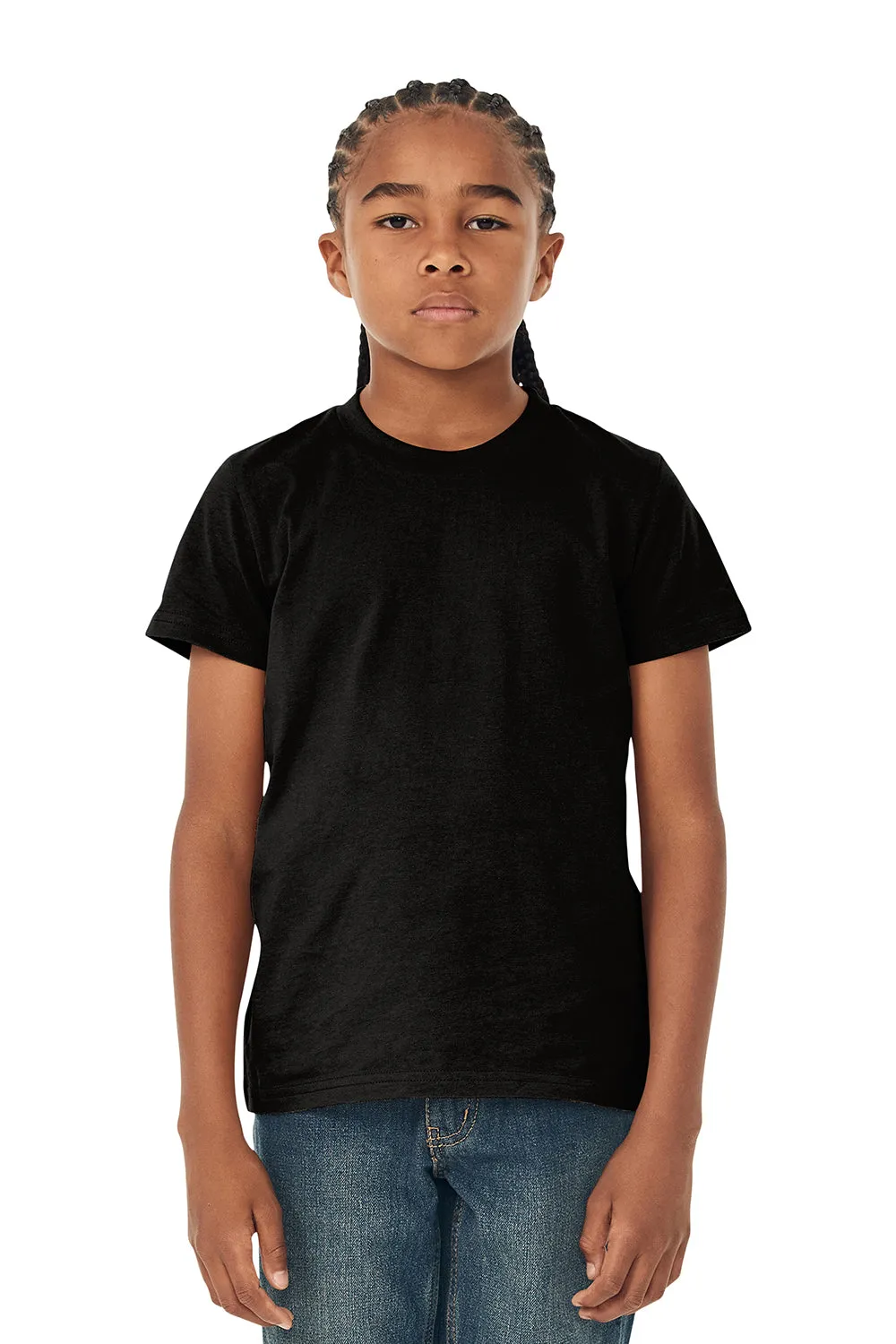 Bella   Canvas Youth Jersey Short Sleeve Crewneck T-Shirt - Heather Black