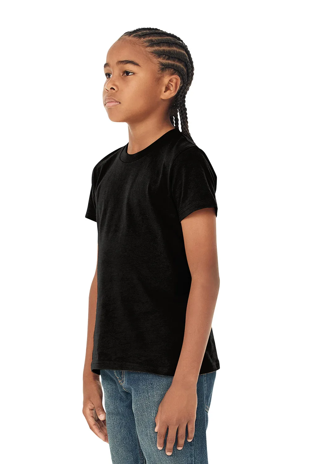 Bella   Canvas Youth Jersey Short Sleeve Crewneck T-Shirt - Heather Black