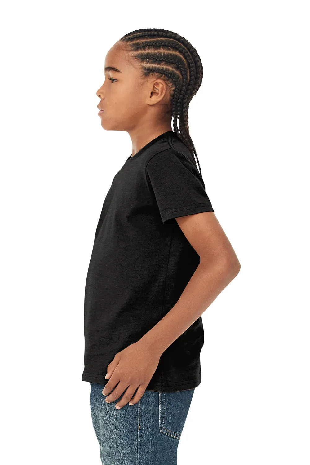 Bella   Canvas Youth Jersey Short Sleeve Crewneck T-Shirt - Heather Black