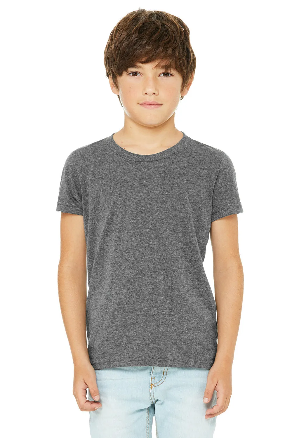 Bella   Canvas Youth Jersey Short Sleeve Crewneck T-Shirt - Heather Deep Grey