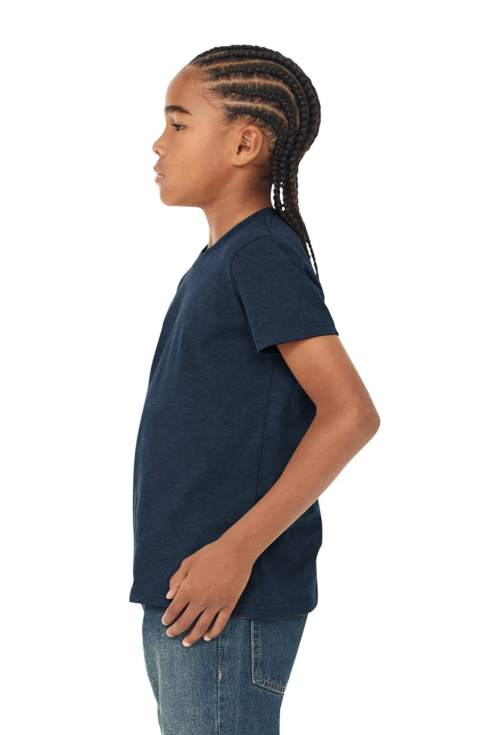 Bella   Canvas Youth Jersey Short Sleeve Crewneck T-Shirt - Heather Navy Blue