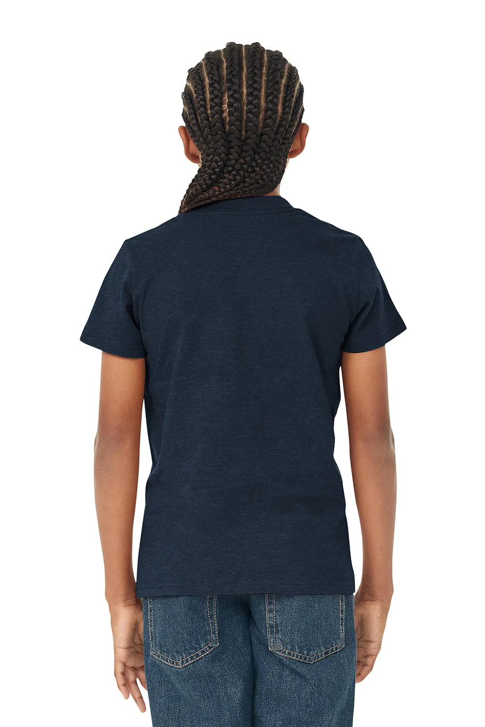 Bella   Canvas Youth Jersey Short Sleeve Crewneck T-Shirt - Heather Navy Blue