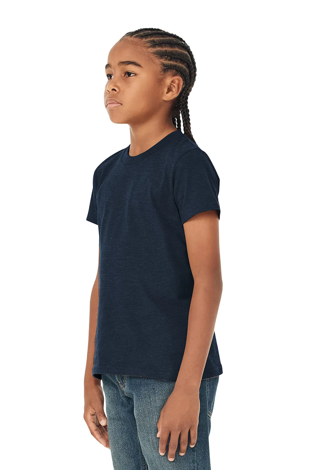 Bella   Canvas Youth Jersey Short Sleeve Crewneck T-Shirt - Heather Navy Blue