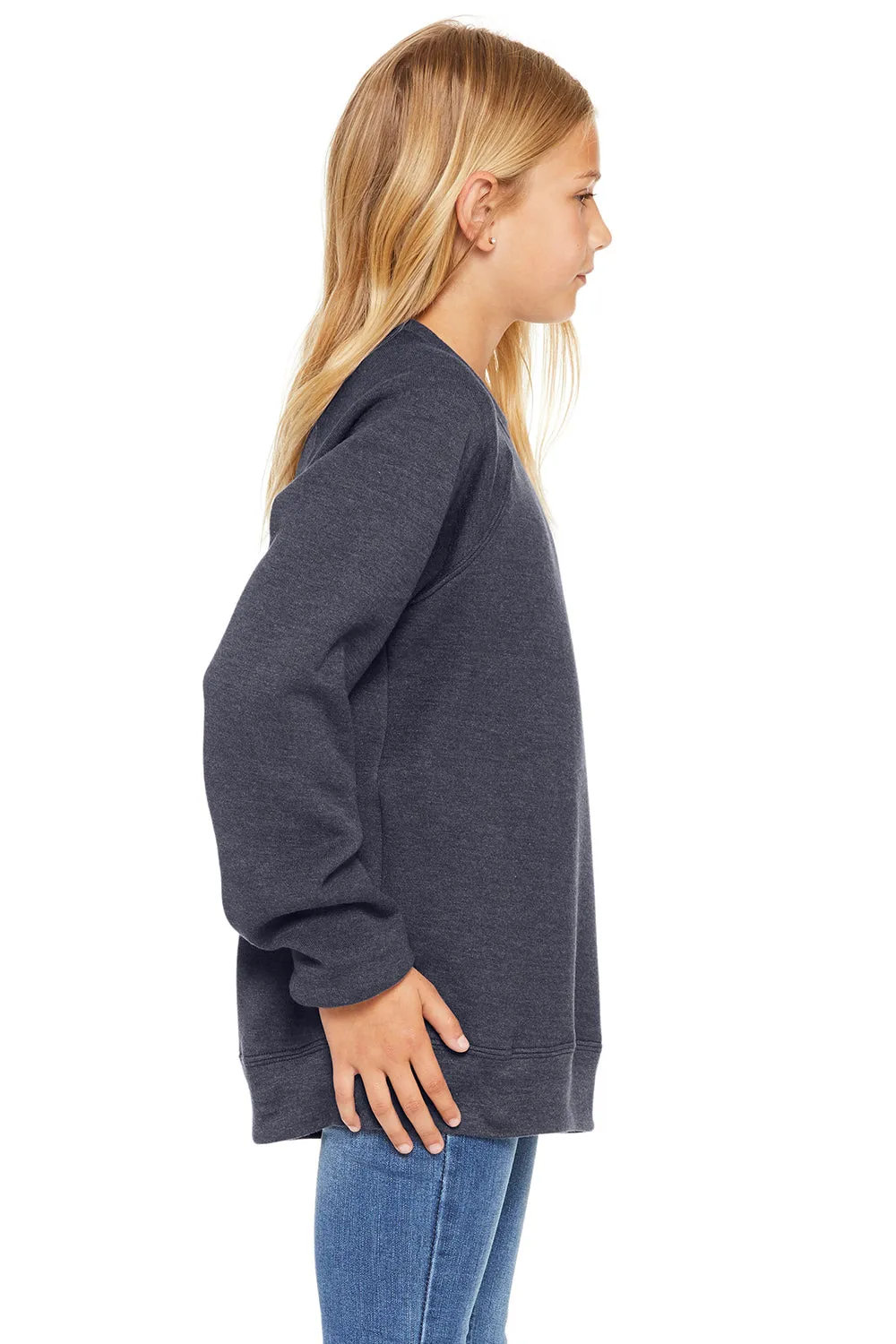 Bella   Canvas Youth Sponge Fleece Crewneck Sweatshirt - Heather Navy Blue