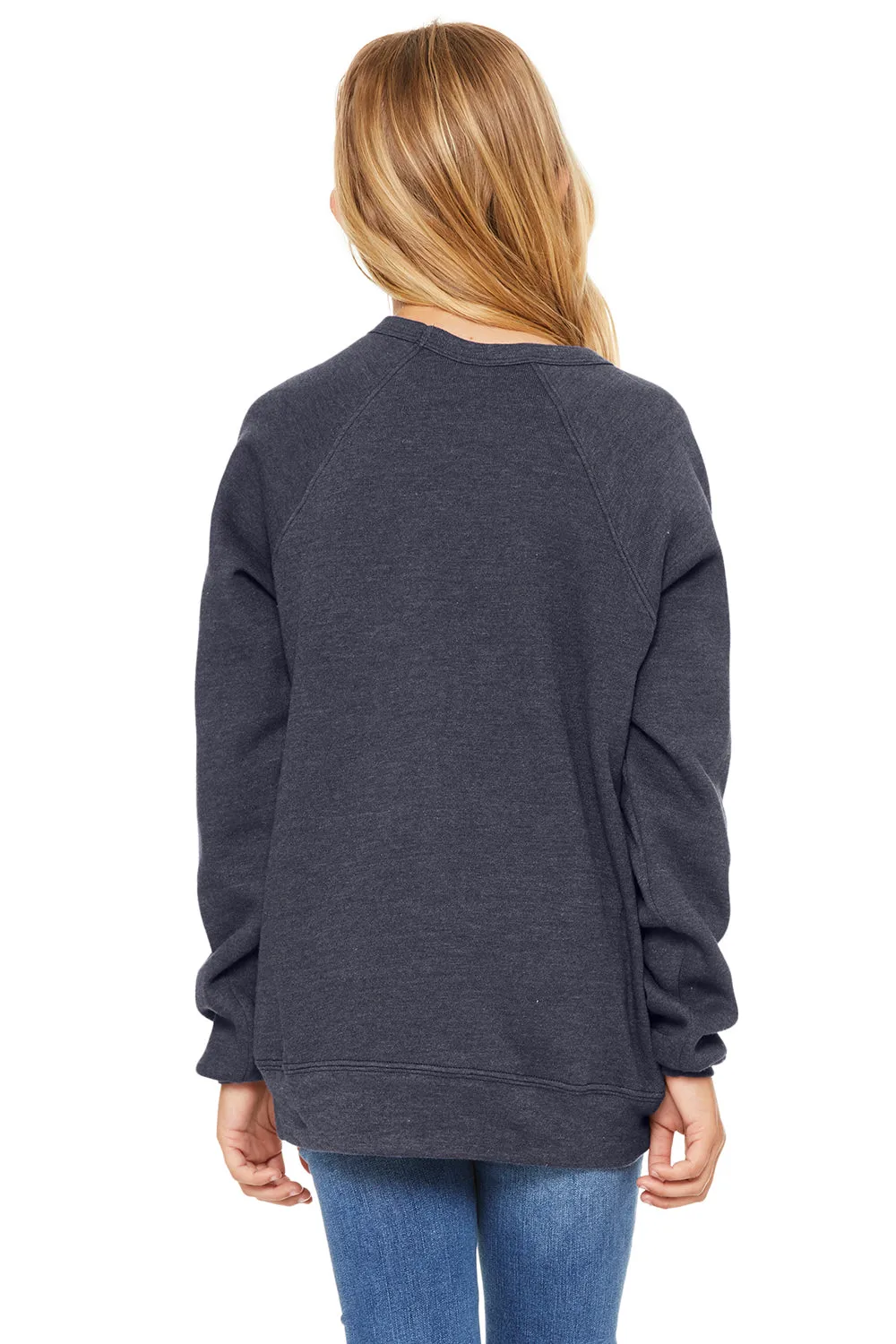 Bella   Canvas Youth Sponge Fleece Crewneck Sweatshirt - Heather Navy Blue