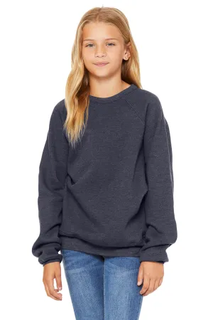 Bella   Canvas Youth Sponge Fleece Crewneck Sweatshirt - Heather Navy Blue